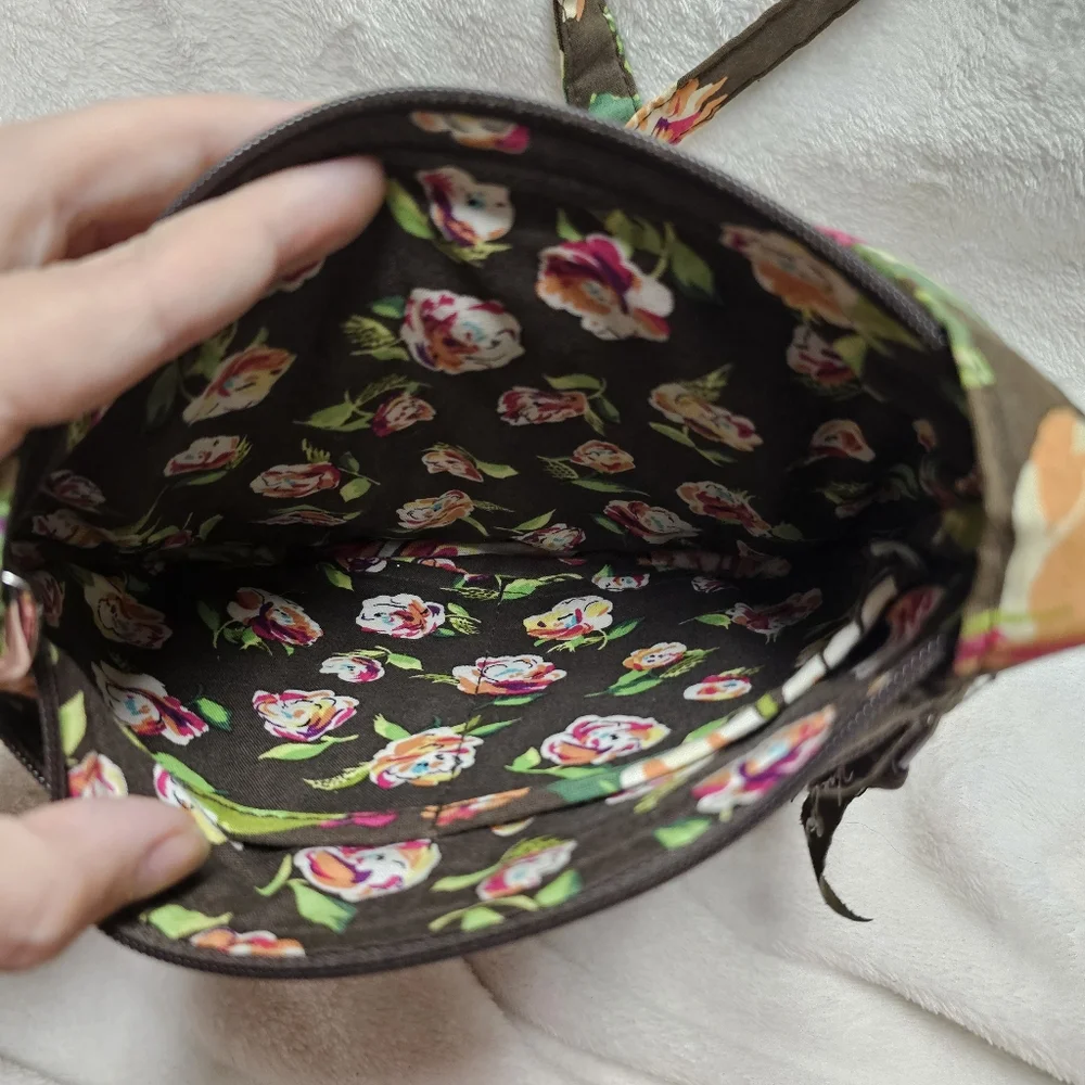 Vera Bradley English Rose Winter 2012  Brown Floral Lizzy Hipster Crossbody Bag